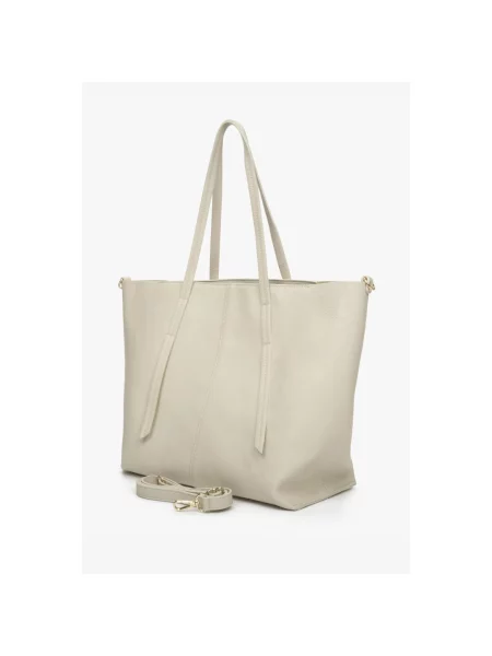 Сумка-шопер шкіряна молочна Estro біла