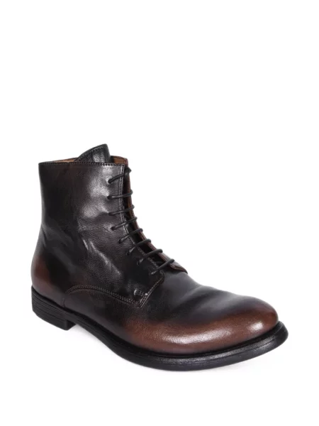 Botine Officine Creative cu șireturi din piele maro