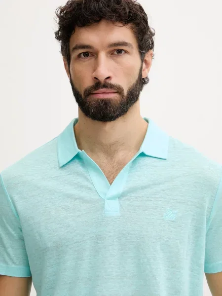 Lniana koszulka polo Vilebrequin niebieska