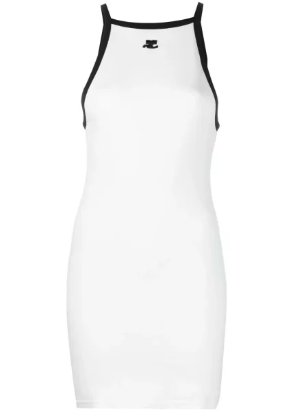 Rochie mini Courreges fără mâneci de costum alb