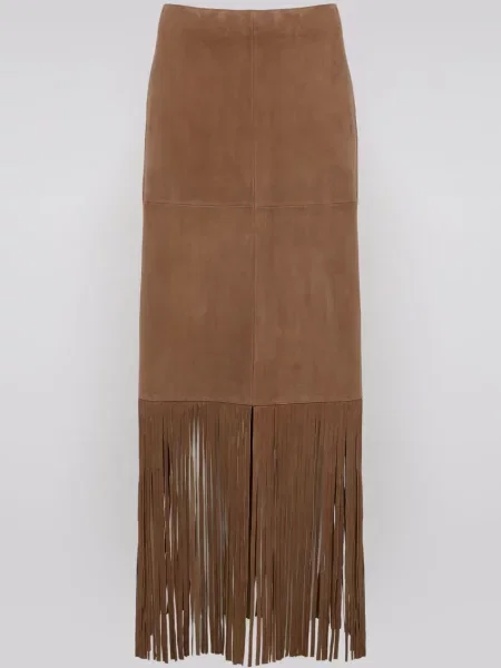 Spódnica skórzana Yves Salomon brązowa