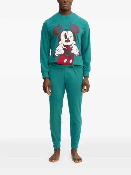 Pijamale Benetton din fleece verde