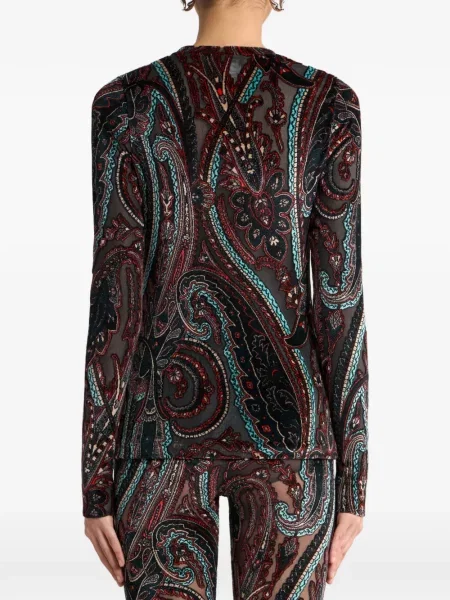 Pulover Etro cu model paisley din jacard gri