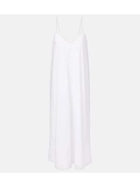 Haftowana sukienka midi Juliet Dunn do kolan popelinowa biała