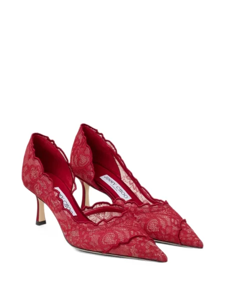 Pantofi cu toc Jimmy Choo din dantelă roșu