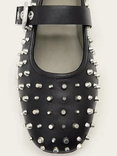 Кожаные балетки Allsaints черные