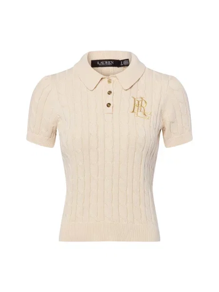 Dzianinowy krótki sweter Lauren Ralph Lauren biały
