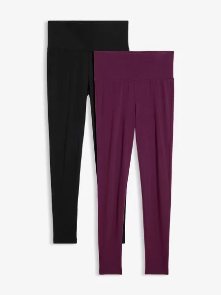 Legginsy z wysokim stanem zestaw 2 par czarne