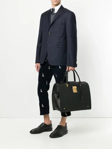 Iš natūralios odos rankinė Thom Browne juoda