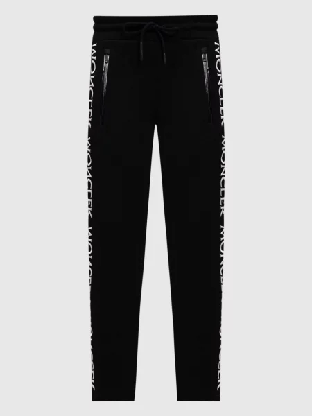 Спортивні штани з брендованою тасьмою Moncler чорні