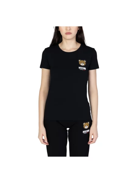 Koszulka Moschino z nadrukiem z dżerseju czarna