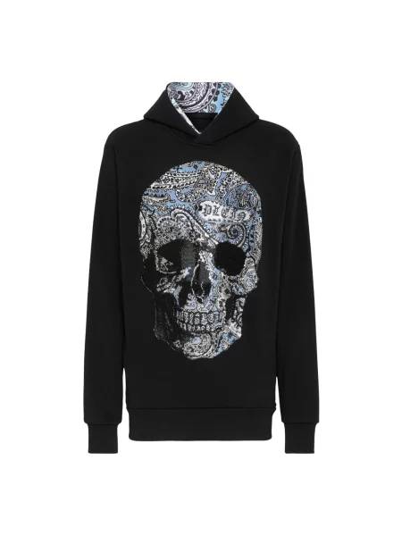 Bluza z kapturem Philipp Plein z kapturem z wzorem paisley czarna