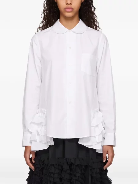 Gulerat cămașă Comme Des Garçons cu volane alb