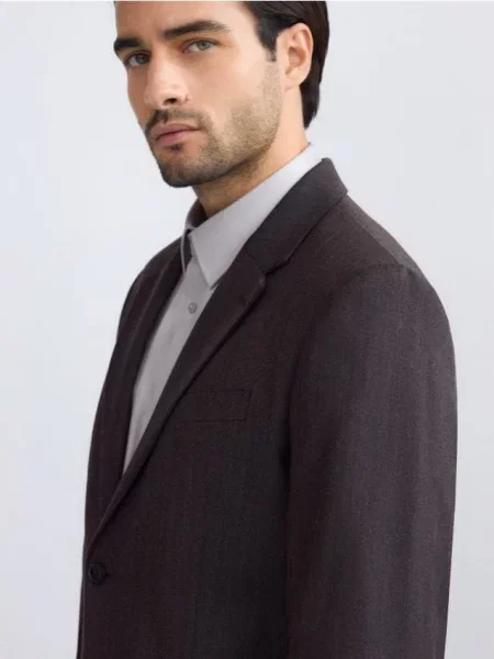 Шерстяной пиджак Reserved коричневый