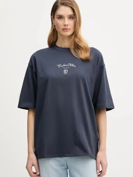 Kratka majica Calvin Klein Jeans mornarsko modra