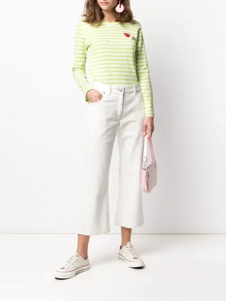 Pruhované tričko Comme Des Garçons Play s potiskem zelené