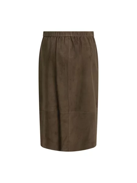 Spódnica skórzana Max Mara brązowa