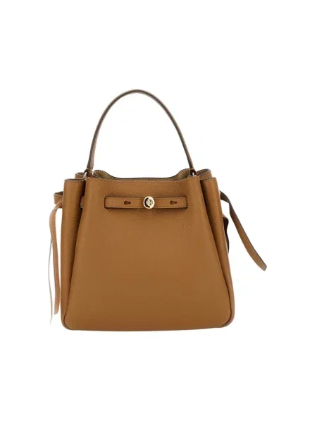 Kapelusz Tory Burch skórzany beżowy