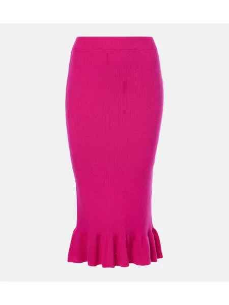 Fustă Nina Ricci de lână cu volane roz