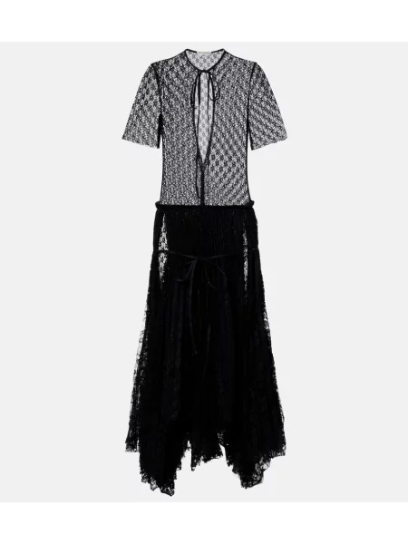 Rochie maxi Jw Anderson transparente din dantelă de costum negru