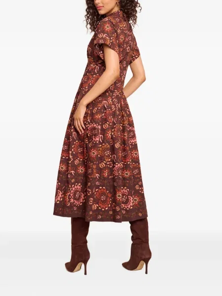 Rochie midi Cara Cara până la genunchi de costum maro