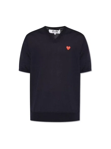 Sweter Comme Des Garcons Play wełniany niebieski