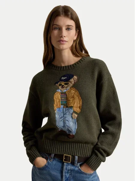 Polo Ralph Lauren pulover za žene od pamuka zelena