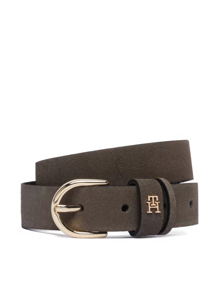 Pásek Tommy Hilfiger Essential Effortless Suede hnědá
