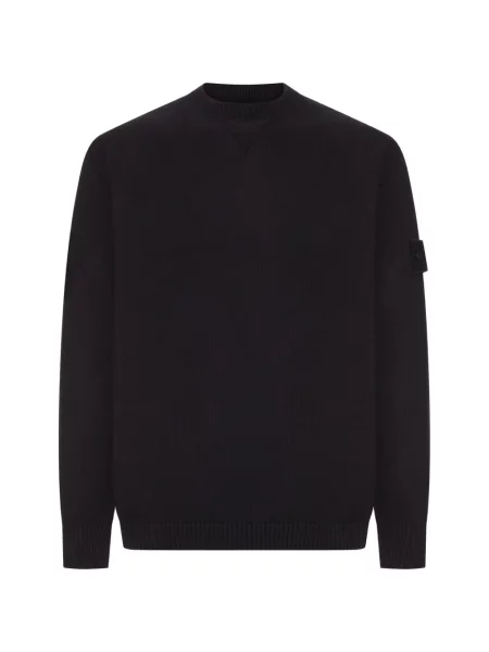 Pulover Stone Island cu decolteu rotund cu strasuri negru