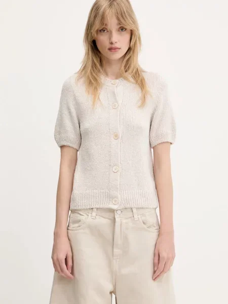 Our Legacy cardigan de mătase Shrunken Cardigan bej