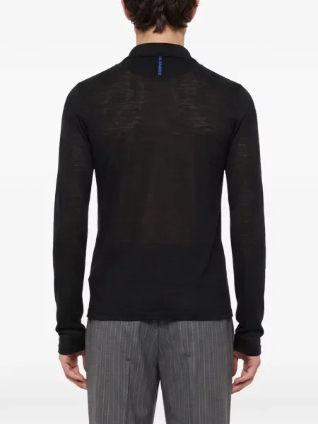 Lung tricou polo Jil Sander negru