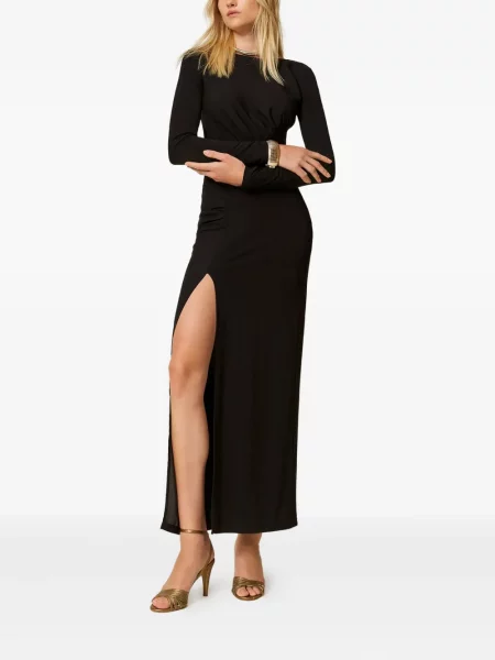 Rochie maxi Twinset cu crăpătură de costum negru