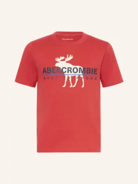 Abercrombie & Fitch Tričko červená / krémová / černá bílé