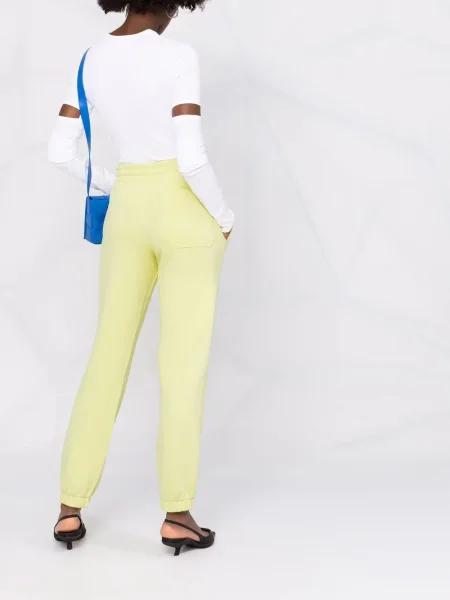 Pantaloni Helmut Lang cu broderie alergare galben