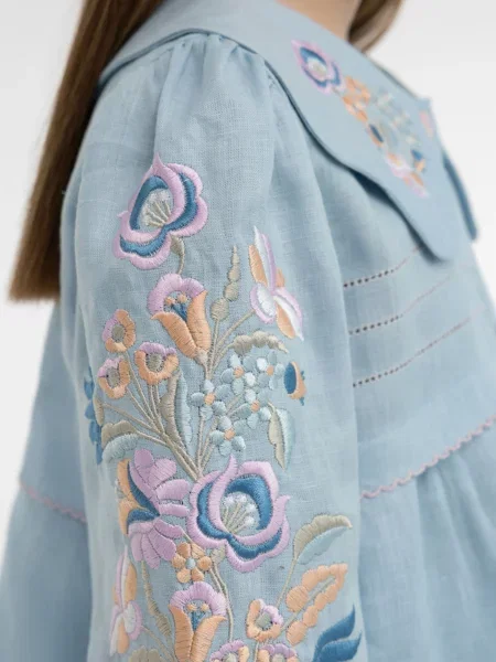 Детская рубашка Folk Moda голубая