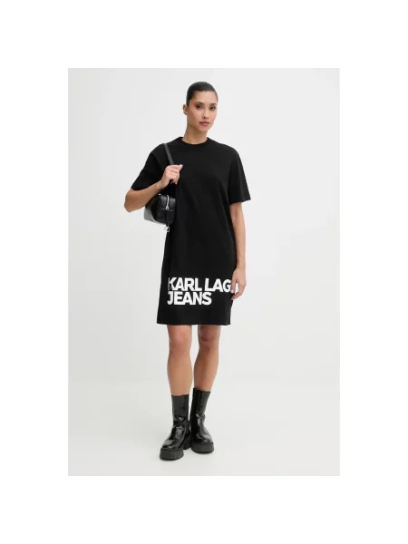 Sukienka koszulowa Karl Lagerfeld Jeans z logo czarna