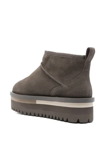 Botine Tommy Jeans din piele de căprioară gri
