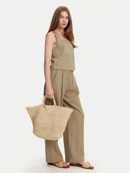 Marella Kalhoty z materiálu Fred Wide Leg zelená