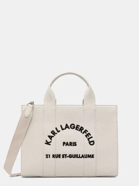 Karl Lagerfeld Geantă tip sac Rue St-Guillaume Mittelgroße Tote Bag alb bej