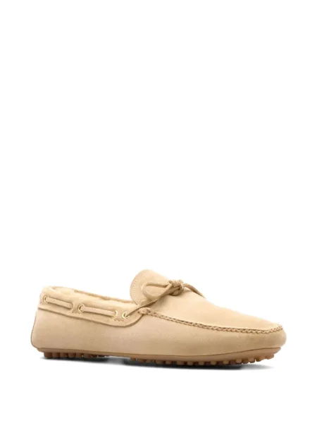 Pantofi loafer Car Shoe cu funde din piele de căprioară maro