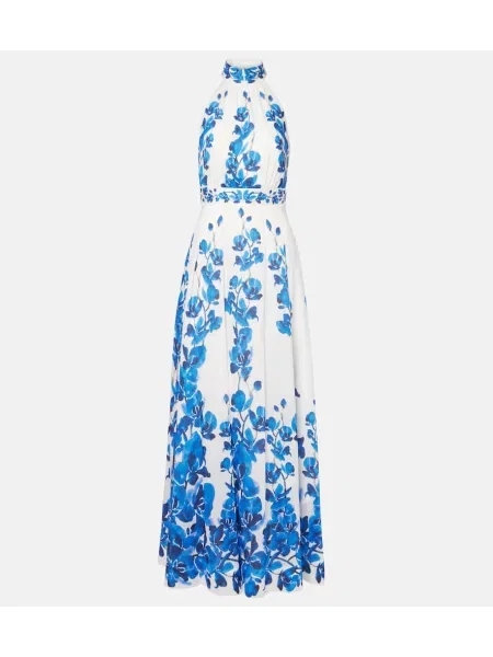 Rochie maxi Rebecca Vallance cu model floral de costum albastru