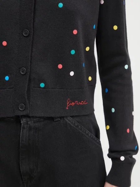 Шерстяной кардиган Fiorucci в горошек с принтом черный