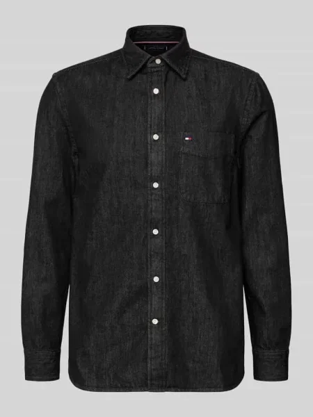 Koszula jeansowa o kroju regular fit z czystej bawełny Tommy Hilfiger czarna