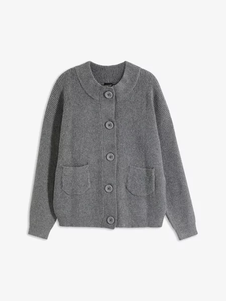Sweter rozpinany oversize szary
