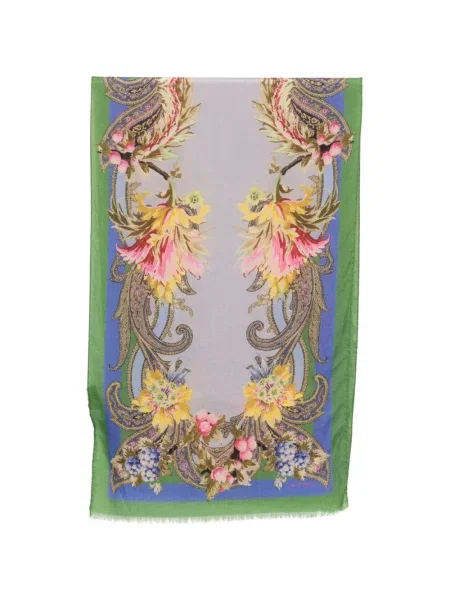 Fular Etro cu model floral verde