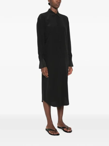 Rochie tip cămașă Toteme de mătase negru