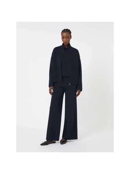 Lniany kardigan Max Mara niebieski