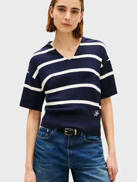 Поло Tommy Hilfiger в полоску синее