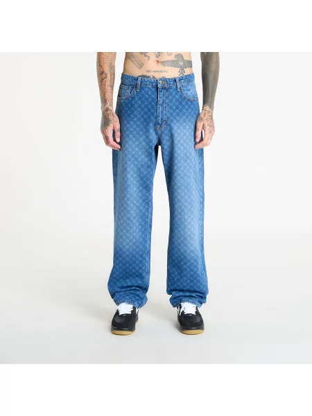Jeans Daily Paper Amba Monogram Jeans New Mid Blue L modré