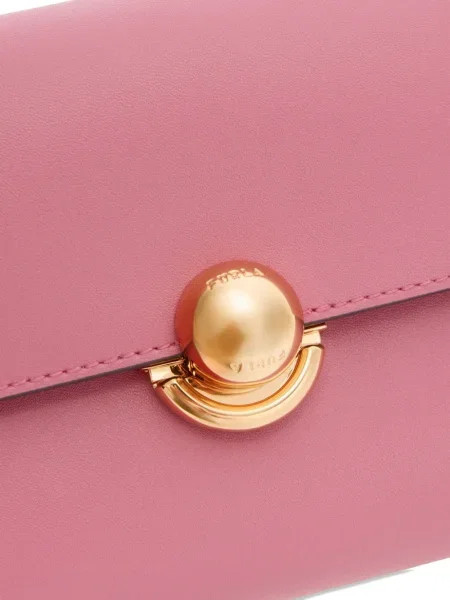 Кожена мини чанта Furla розово